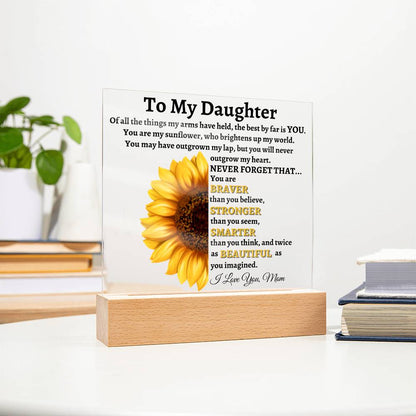 To My Daughter, From Mom | Sunflower Acrylic LED Lamp