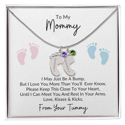 To My Mommy, From Your Tummy | Personalized Baby Feet Necklace