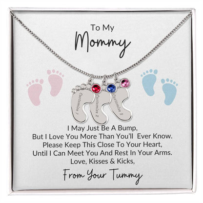 To My Mommy, From Your Tummy | Personalized Baby Feet Necklace