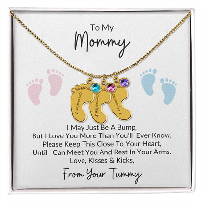 To My Mommy, From Your Tummy | Personalized Baby Feet Necklace