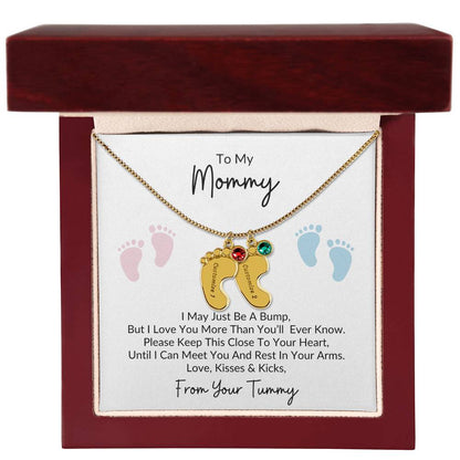 To My Mommy, From Your Tummy | Personalized Baby Feet Necklace