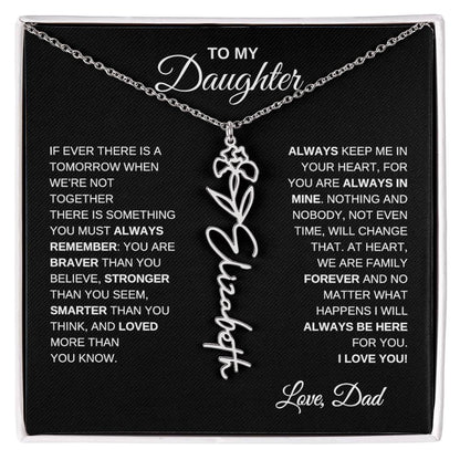 To My Daughter, Always Remember | Flower Name Necklace