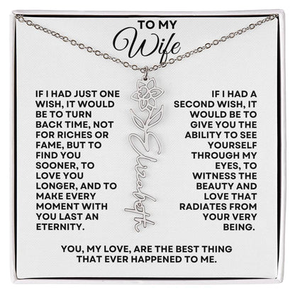 To My Wife | One Wish (Flower Name Necklace)