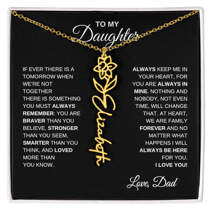 To My Daughter, Always Remember | Flower Name Necklace