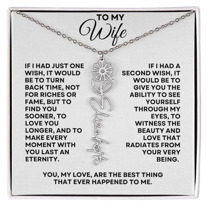 To My Wife | One Wish (Flower Name Necklace)