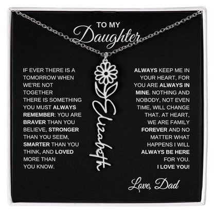 To My Daughter, Always Remember | Flower Name Necklace