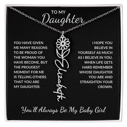 To My Daughter, Many Reasons To Be Proud | Flower Name Necklace