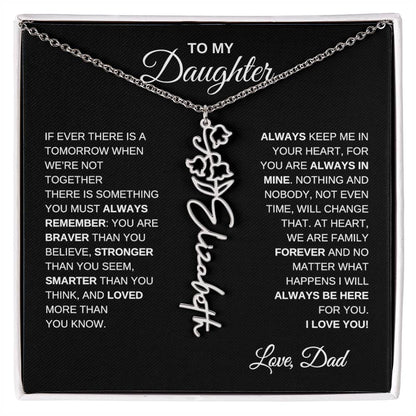 To My Daughter, Always Remember | Flower Name Necklace