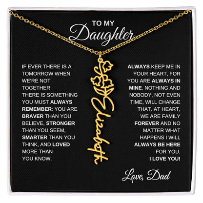 To My Daughter, Always Remember | Flower Name Necklace