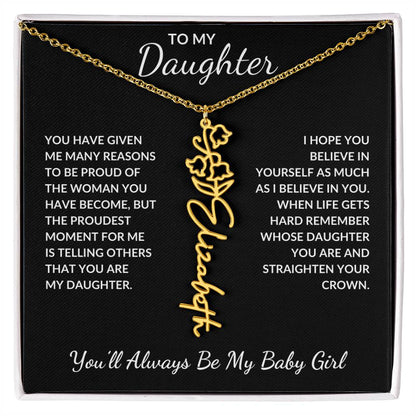 To My Daughter, Many Reasons To Be Proud | Flower Name Necklace