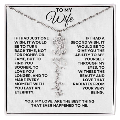 To My Wife | One Wish (Flower Name Necklace)