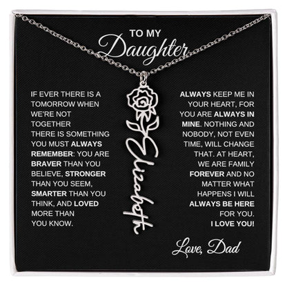 To My Daughter, Always Remember | Flower Name Necklace