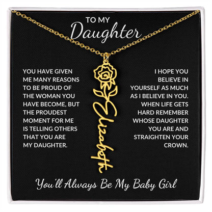 To My Daughter, Many Reasons To Be Proud | Flower Name Necklace