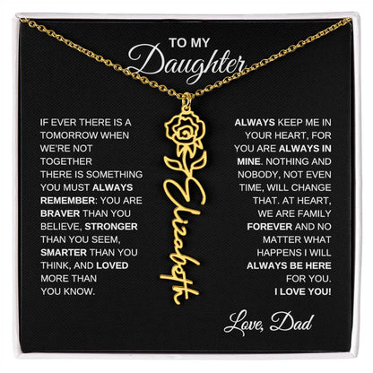 To My Daughter, Always Remember | Flower Name Necklace