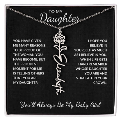 To My Daughter, Many Reasons To Be Proud | Flower Name Necklace