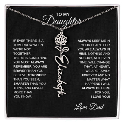 To My Daughter, Always Remember | Flower Name Necklace