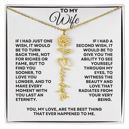 To My Wife | One Wish (Flower Name Necklace)