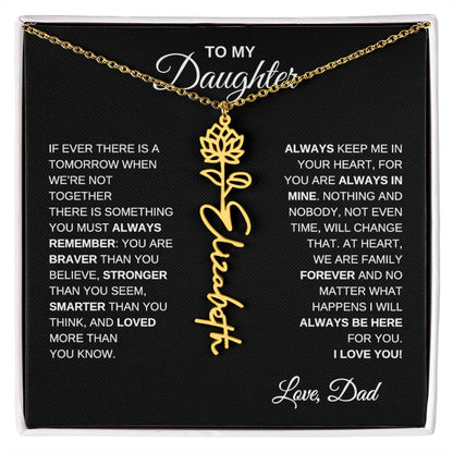 To My Daughter, Always Remember | Flower Name Necklace