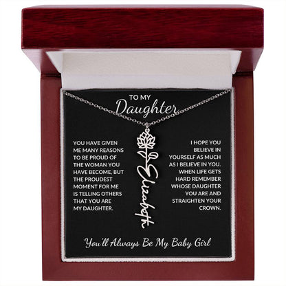To My Daughter, Many Reasons To Be Proud | Flower Name Necklace