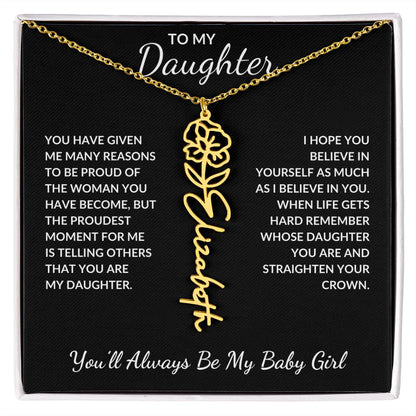 To My Daughter, Many Reasons To Be Proud | Flower Name Necklace