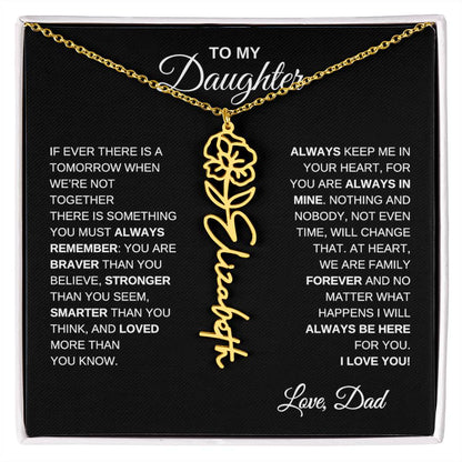 To My Daughter, Always Remember | Flower Name Necklace