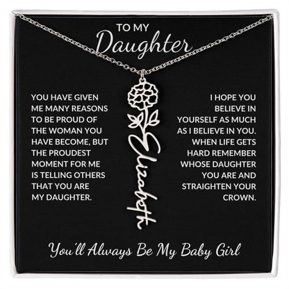To My Daughter, Many Reasons To Be Proud | Flower Name Necklace