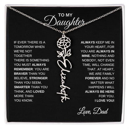 To My Daughter, Always Remember | Flower Name Necklace