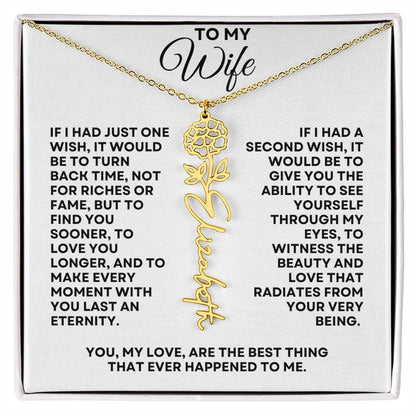 To My Wife | One Wish (Flower Name Necklace)