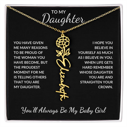 To My Daughter, Many Reasons To Be Proud | Flower Name Necklace
