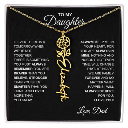 To My Daughter, Always Remember | Flower Name Necklace