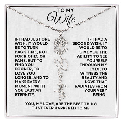 To My Wife | One Wish (Flower Name Necklace)