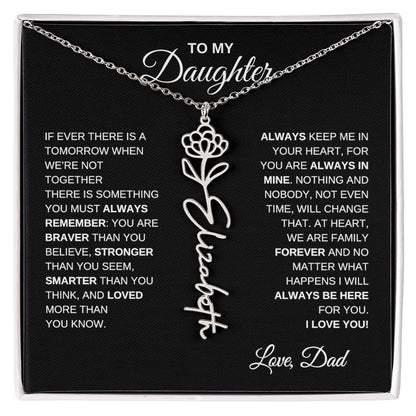 To My Daughter, Always Remember | Flower Name Necklace
