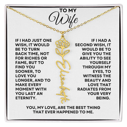 To My Wife | One Wish (Flower Name Necklace)