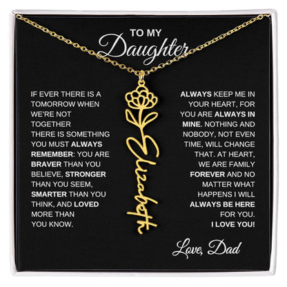 To My Daughter, Always Remember | Flower Name Necklace