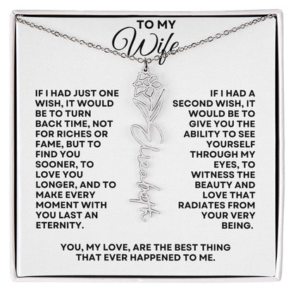 To My Wife | One Wish (Flower Name Necklace)