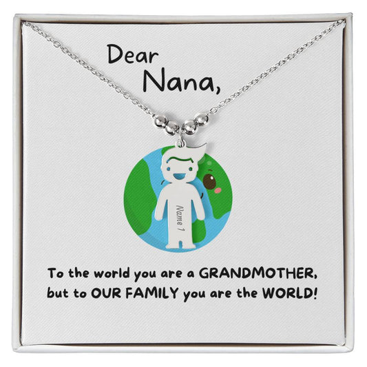 Dear Nana | You Are The World (Engraved Kids Charm Necklace)