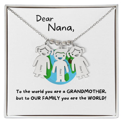 Dear Nana | You Are The World (Engraved Kids Charm Necklace)