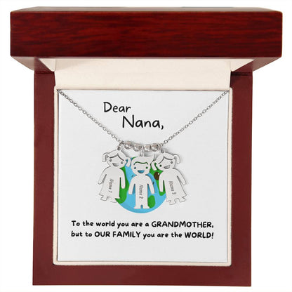 Dear Nana | You Are The World (Engraved Kids Charm Necklace)