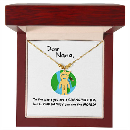 Dear Nana | You Are The World (Engraved Kids Charm Necklace)
