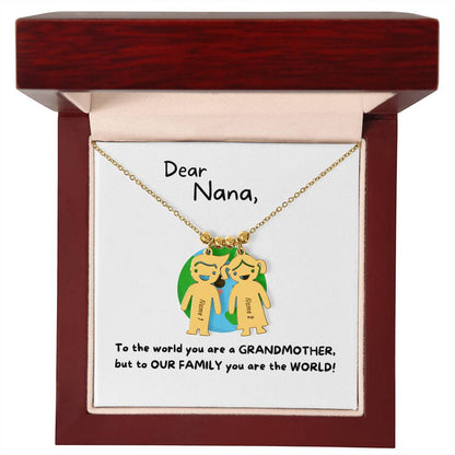 Dear Nana | You Are The World (Engraved Kids Charm Necklace)