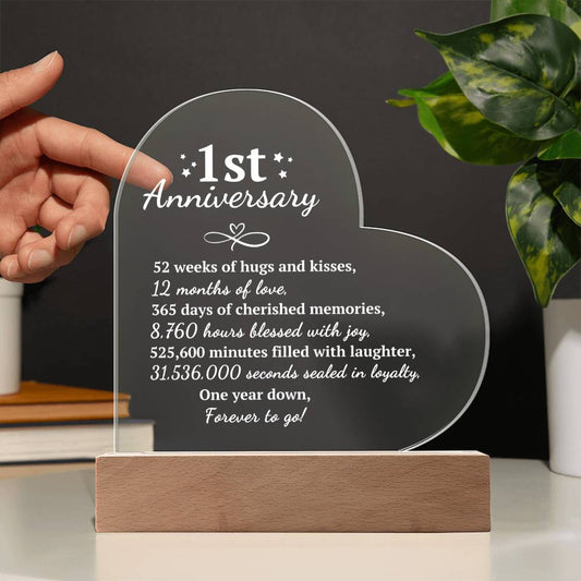 1st Anniversary | Forever To Go (Heart Acrylic Plaque)