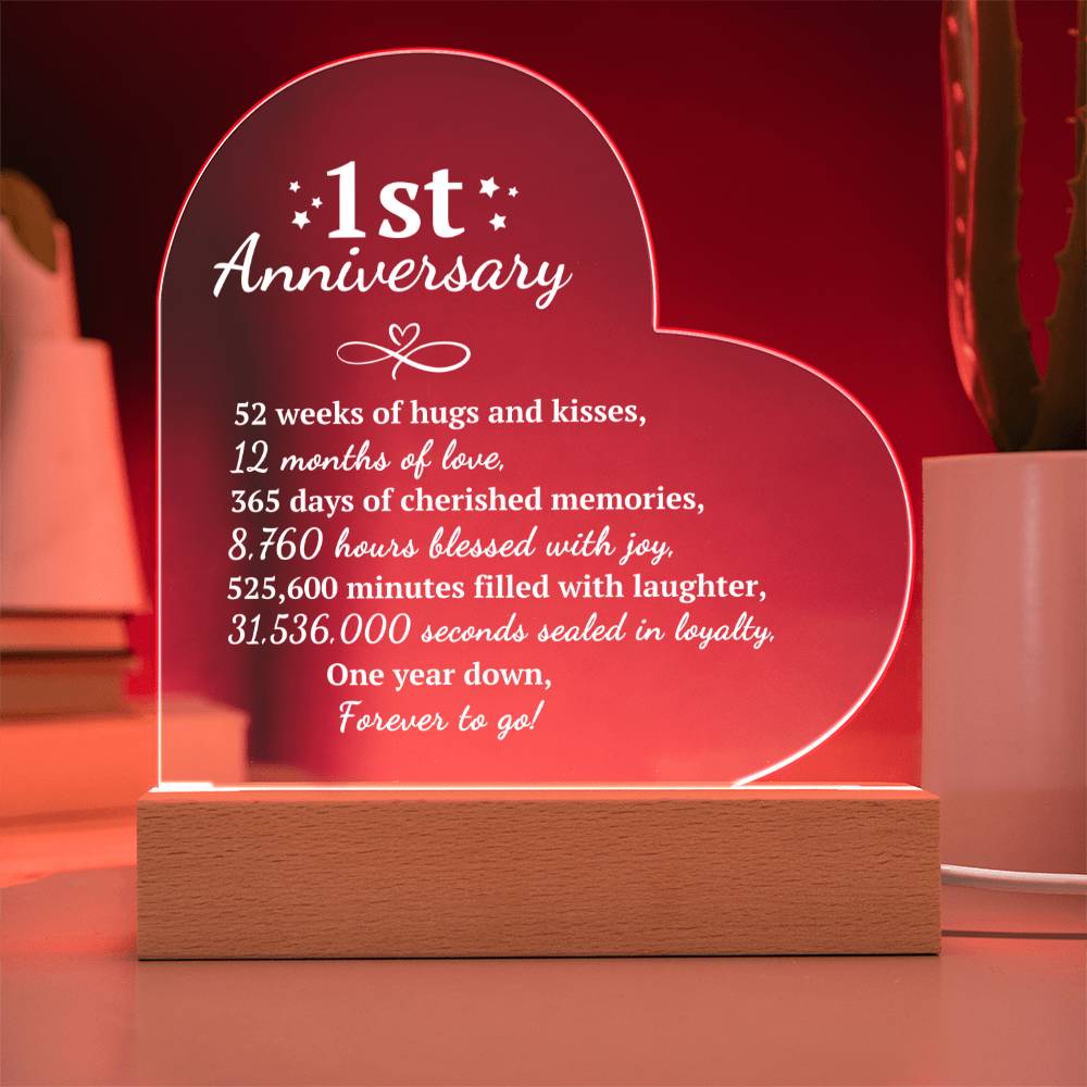 1st Anniversary | Forever To Go (Heart Acrylic Plaque)