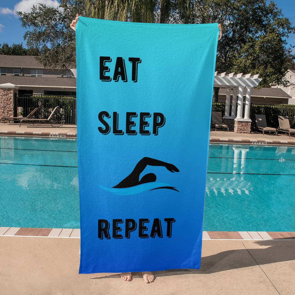 Eat, Sleep, Swim, Repeat Gift For Swimmers Extra Large Premium Beach Towel