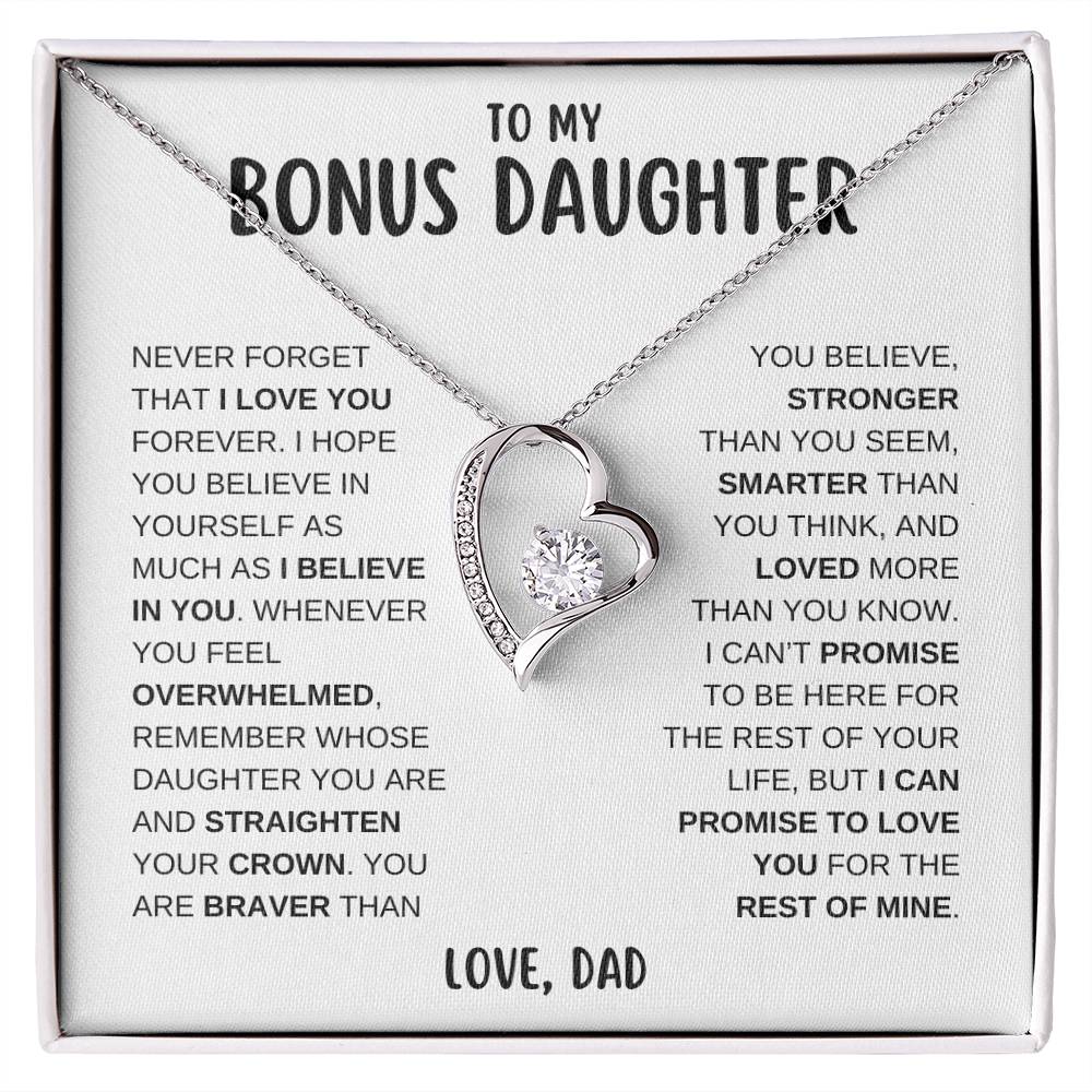 To My Bonus Daughter, I Love You Forever | From Dad Forever Love Necklace