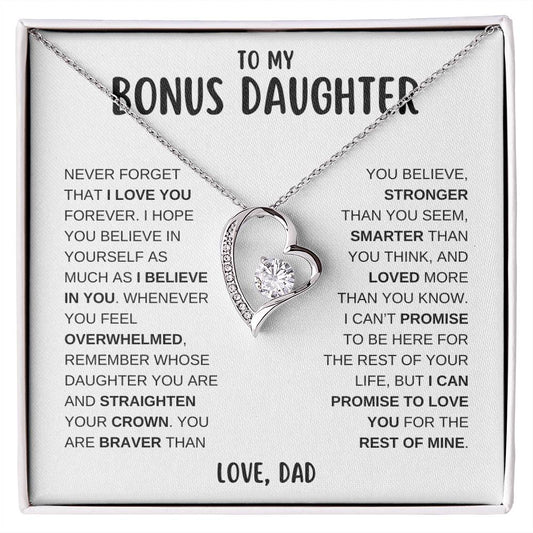 To My Bonus Daughter, I Love You Forever | From Dad Forever Love Necklace