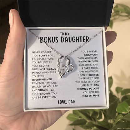 To My Bonus Daughter, I Love You Forever | From Dad Forever Love Necklace