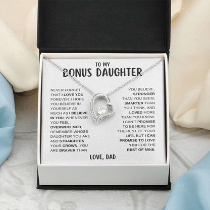 To My Bonus Daughter, I Love You Forever | From Dad Forever Love Necklace