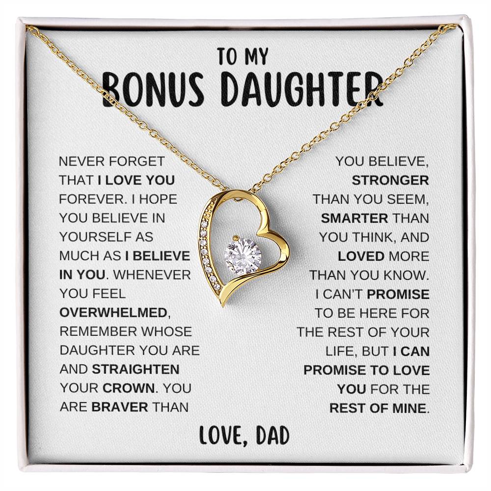 To My Bonus Daughter, I Love You Forever | From Dad Forever Love Necklace