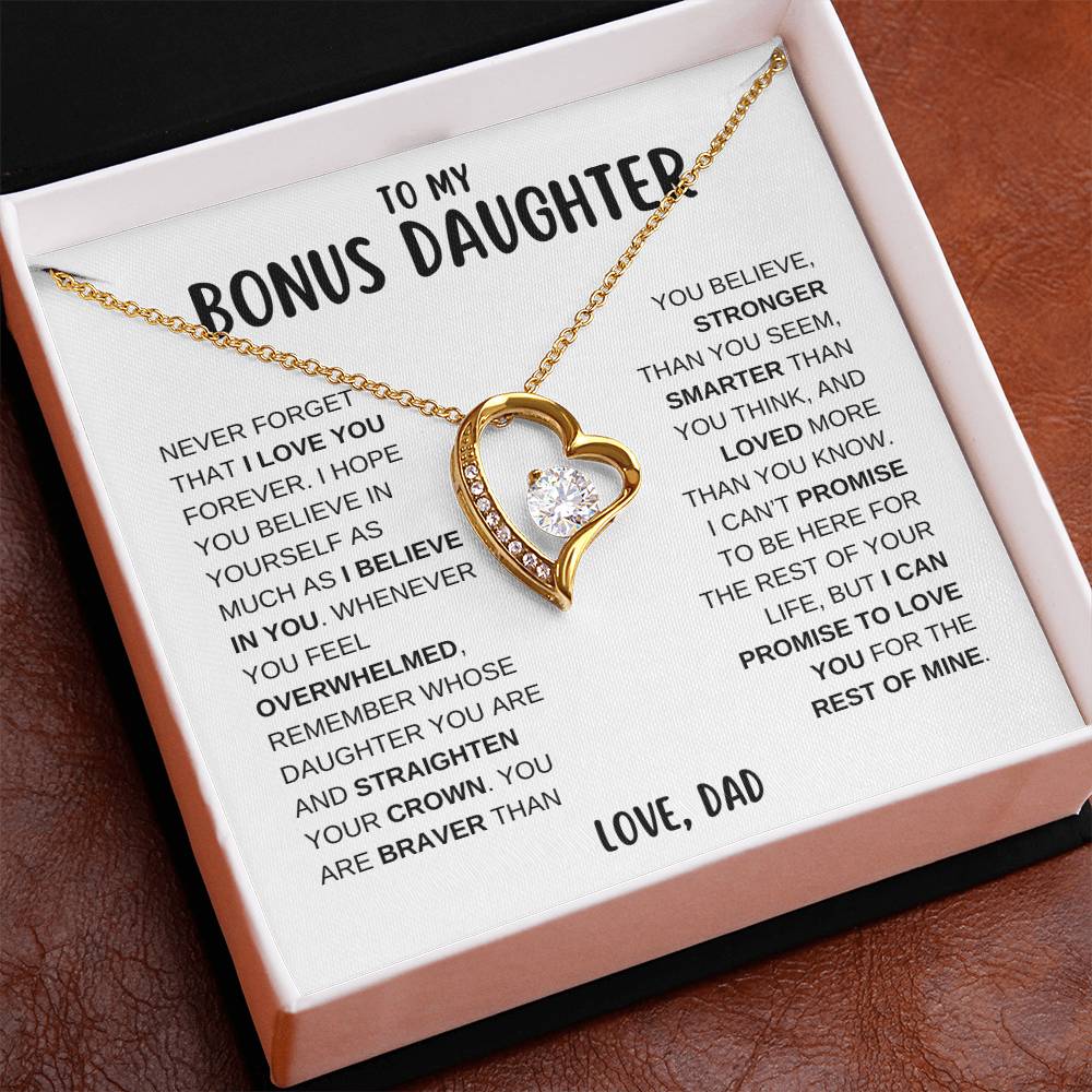 To My Bonus Daughter, I Love You Forever | From Dad Forever Love Necklace