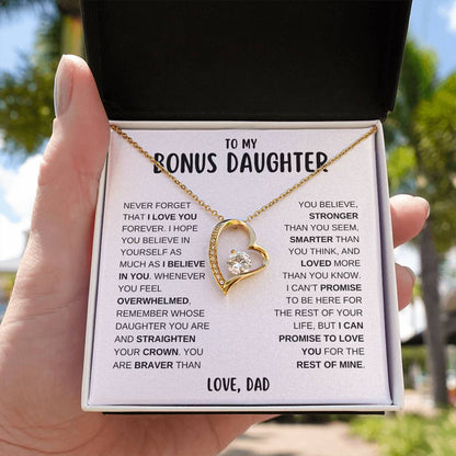 To My Bonus Daughter, I Love You Forever | From Dad Forever Love Necklace